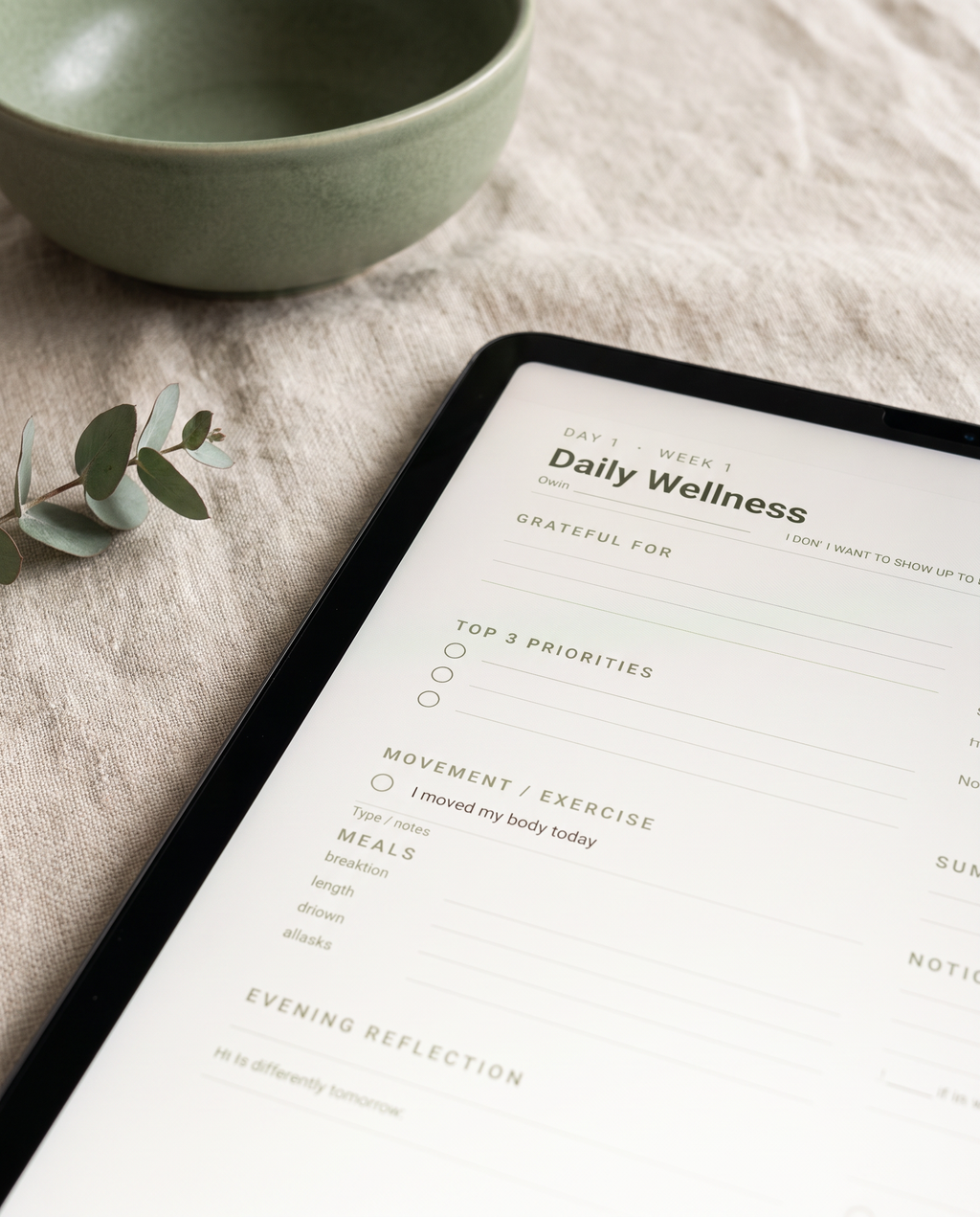 daily wellness planner